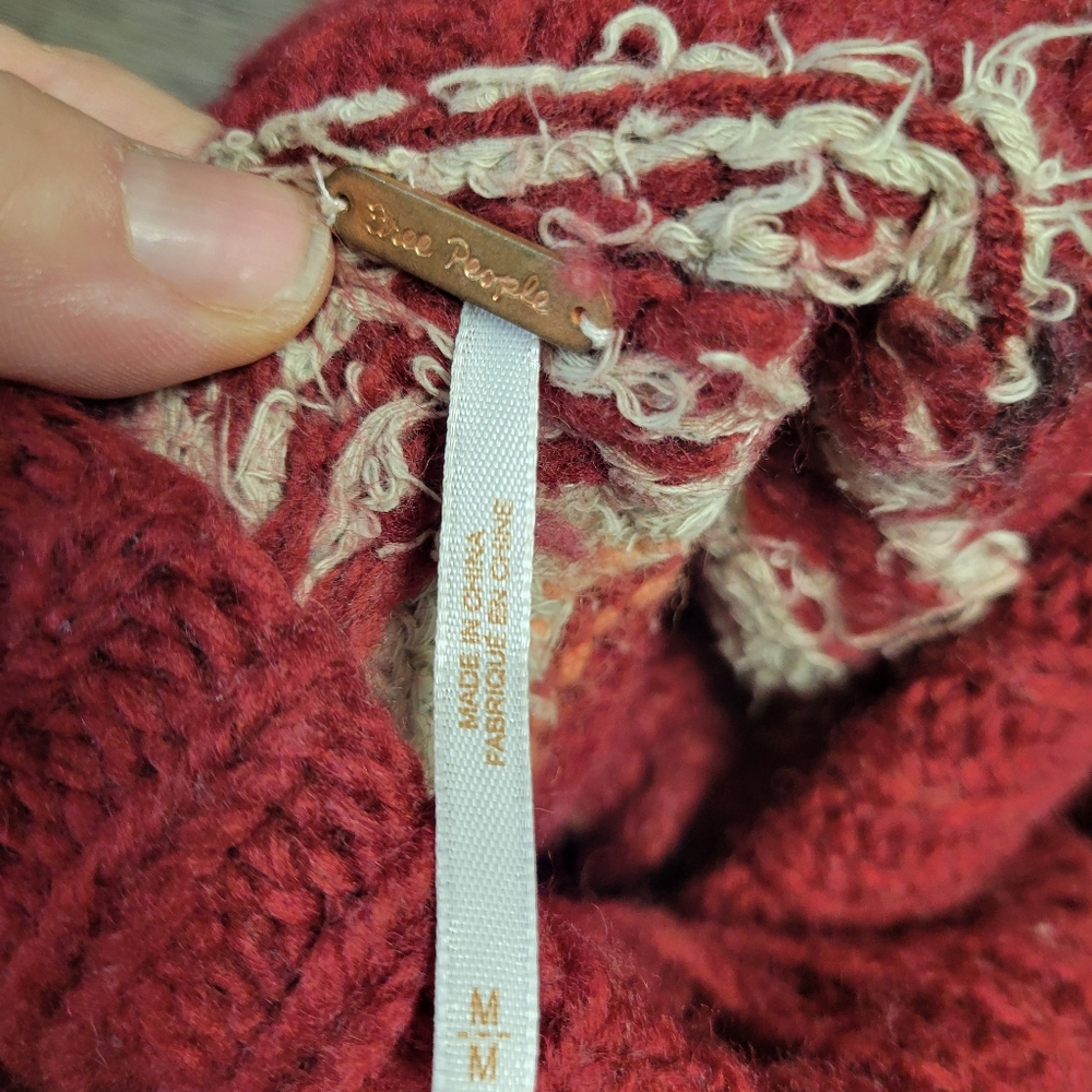 Free People Burgundy and Beige Turtleneck Sweater - Picture 4 of 5